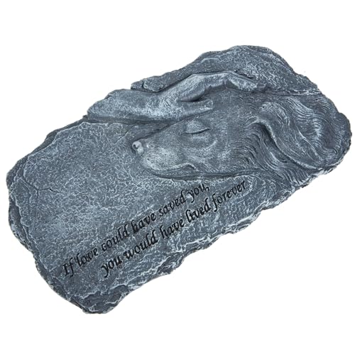 HANABASS Hund Gedenkstein aus Langlebigem Resin Trauerfigur für Haustiere im Garten Wetterfest und Personalisierbar mit Foto Liebevolles Andenken für Verstorbene Tiere von HANABASS