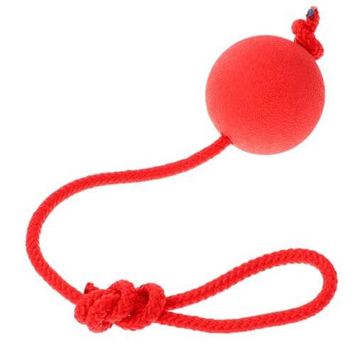 HANABASS Hundespielzeug Ball aus Elastischem mit Seil Bissfester Molar Trainer für Hunde und Welpen für Outdoor Spiele und Zahnpflege Rot Farbe Schnur Zufällig von HANABASS