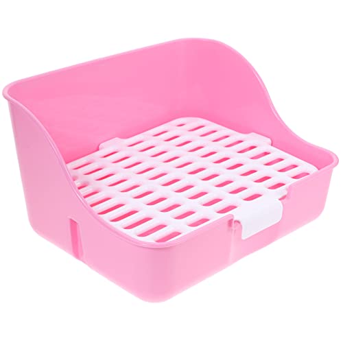 HANABASS Kasten Kaninchentoilette Trainingstoilette für Kaninchen Kaninchen-Shampoo Tiere Hund Heu kaninchenklo Hasen klo Kaninchen Töpfchen Kaninchen-Toilettenbecken Plastik Rosa von HANABASS