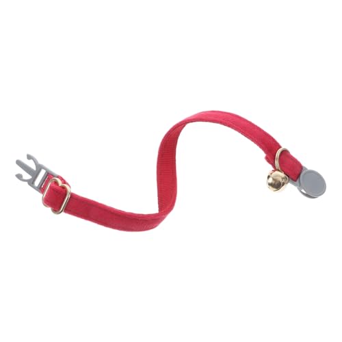 HANABASS Katzenhalsband individuelles -ID- graviertes Haustierhalsband langlebiger Katzenkragen Kätzchenkragen mit Glocke individuelles Namensschildhalsband Stoff rot von HANABASS