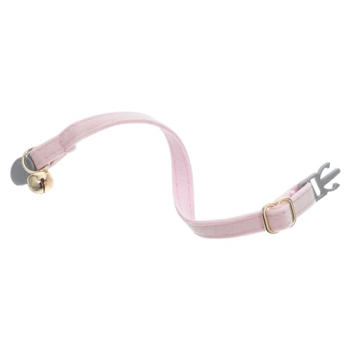 HANABASS Katzenhalsband individuelles Namensschildhalsband Halsband mit graviertem Katzennamen Kosename und Telefonhalsband Breakaway -Katzenkragen Kätzchenkragen mit Glocke Stoff Rosa von HANABASS