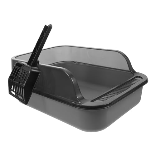 HANABASS Katzentoilette mit Hohem Halboffene Katzenstreu Box mit Schaufel Material für Kleine bis Große Katzen und Kaninchen Dunkelgrau Einfach zu Reinigen HANABASS Katzentoilette mit Hohem Halboffene Katzenstreu Box mit Schaufel Material für Kleine bis Große Katzen und Kaninchen Dunkelgrau Einfach zu Reinigen von HANABASS
