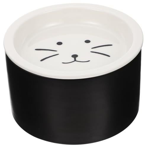 HANABASS Keramik Katzen und Hundenapf mit Aufbewahrungsfunktion Dualer Futter und Wassernapf Glatte Oberfläche Pflegeleicht Schützender Design für Haustiere Schwarz Vielseitiger Futternapf von HANABASS