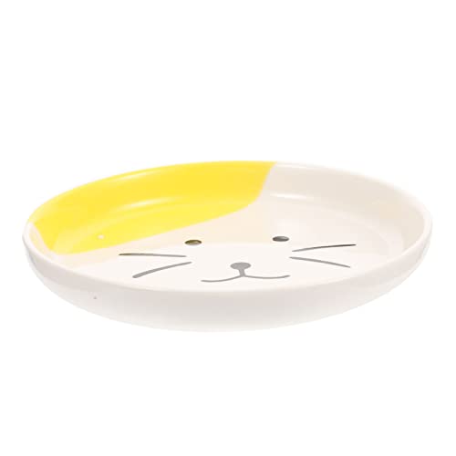 HANABASS Keramische Katzenfutterplatte Flache Futterschale für Katzen Benutzerfreundliches Design Einfache für Kätzchen und Kurzbeinige Katzen von HANABASS