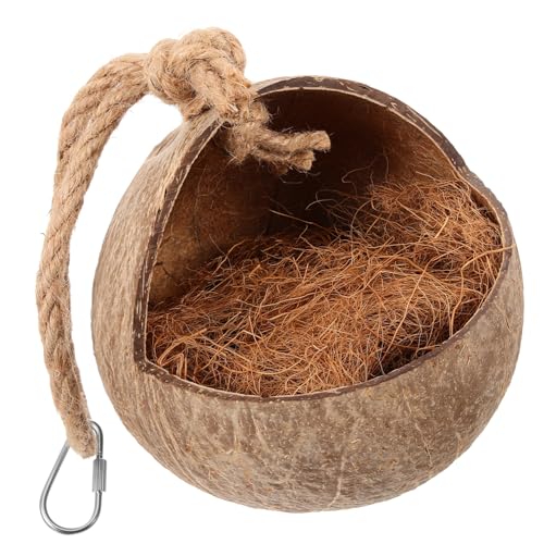 HANABASS Kokosnussschalen Vogelnest für Papageien Hängendes Vogelhaus für Sittiche mit Natürlichem Design Atmungsaktiv und Komfortabel für Käfige und Outdoor Spielplätze von HANABASS