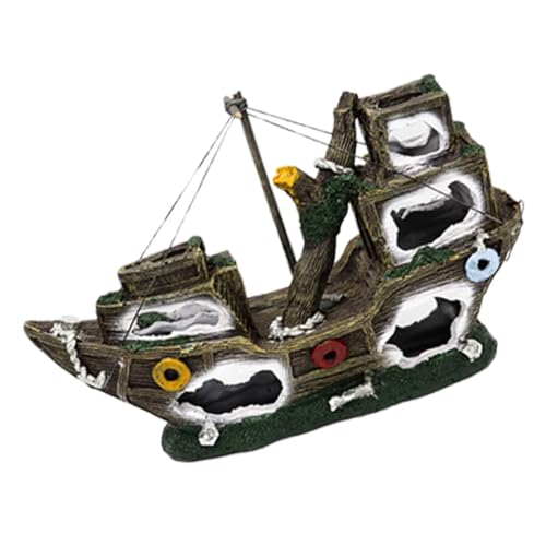 HANABASS Kreative Fischbecken Deko Piratenschiff Schiffswrack aus Hochwertigem Harz Kleine Aquarium Dekoration Lebendige Unterwasserlandschaft Sicher für Fische Platzsparend und Leicht HANABASS Kreative Fischbecken Deko Piratenschiff Schiffswrack aus Hochwertigem Harz Kleine Aquarium Dekoration Lebendige Unterwasserlandschaft Sicher für Fische Platzsparend und Leicht von HANABASS