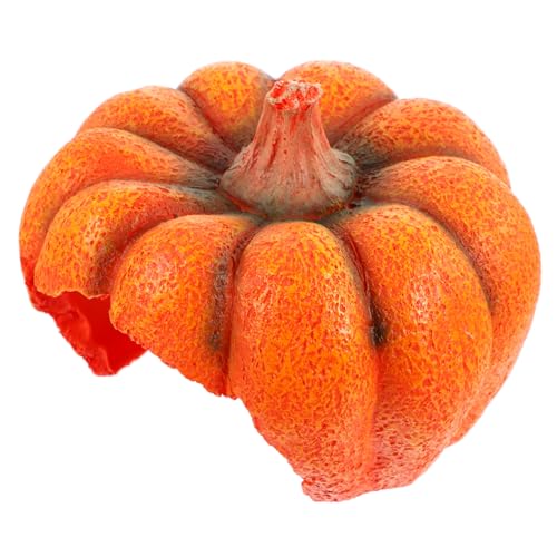 HANABASS Kürbis Fischversteck Dekoration für Aquarien Resin Hiding Cave für Fische Terrarium Accessoire Orange Pumpkin Design für Unterwasserlandschaften und Garten Deko von HANABASS