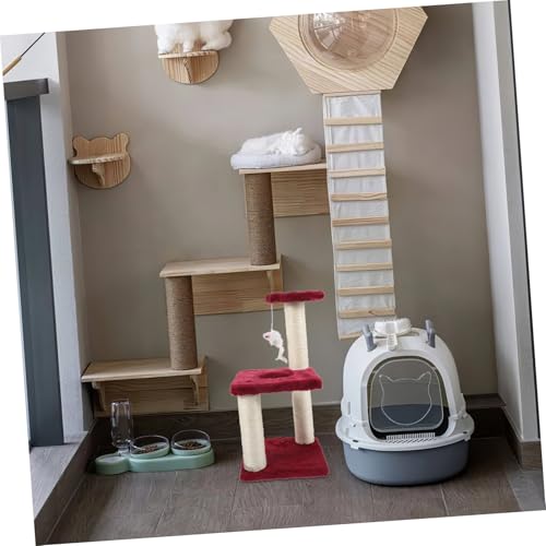 HANABASS Mehrstöckiger Katzenkratzbaum aus Langlebigem Sisal für Große Katzen und Kätzchen Dekorativer Kratzbaum mit Platzsparender Katzen spielturm in Weinrot für Indoor Training und von HANABASS