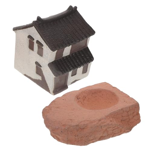 HANABASS Miniaturhaus Chinesisches Vintage Modell Vielseitige Aquarium-Dekoration Micro Landschaft Gartenzubehör Bonsai-Ornament Kleines Dorfhaus für Büro und Zuhause von HANABASS
