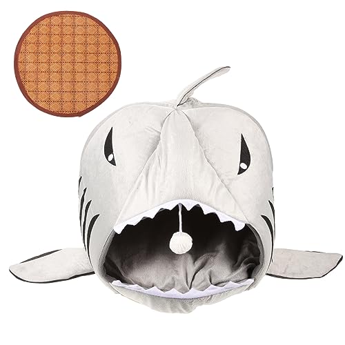 HANABASS Pet Shark Den haustierbett pet Bed Dog House Dog beds hundehölenbett Katzenhaibett Hase Abs Plüschkatzennest Hundebett Tür Hundenest Kätzchenhaus in Haiform Oxford-Boden Light Grey HANABASS Pet Shark Den haustierbett pet Bed Dog House Dog beds hundehölenbett Katzenhaibett Hase Abs Plüschkatzennest Hundebett Tür Hundenest Kätzchenhaus in Haiform Oxford-Boden Light Grey von HANABASS