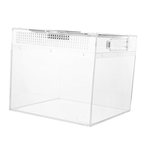 HANABASS Kreative Futtertrogbox für Reptilien Hochtransparentes Terrarium für Eidechsen Schildkröten und Vogelspinnen mit Magnetverschluss Gehege für Haustiere von HANABASS