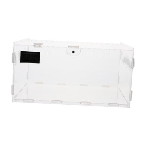 HANABASS Reptilien Zuchtbox aus Transparente Terrarium Box mit Belüftungsöffnungen für Spinnen Eidechsen Schlangen und Kleine Tiere mit Hygrometer von HANABASS