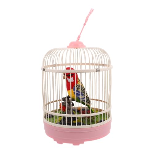 HANABASS Simulierter Vogelkäfig Vogelkäfig- mit Induktion für Vogelkäfige Singvogelkäfig bewegungsaktivierter zwitschernder Vogel Simulationsvogelspielzeug Plastik von HANABASS