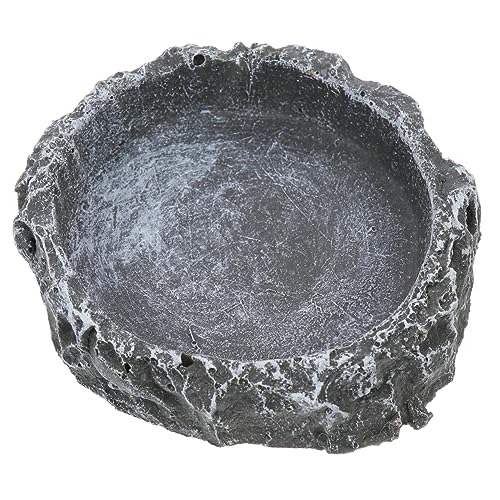 HANABASS Totortoise -Fütterungstopf Essen Wasserschale Schüssel Zubehör für Reptilien klein Schildkrötenwasserschale Wasserbecken für Reptilien Harz Dark Grey von HANABASS