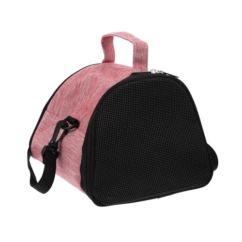 HANABASS Tragbarer Hamsterbeutel für Kleine Haustiere Atmungsaktive Transporttasche mit Verstellbarem Schultergurt für Hamster Zuckergleiter und Großem Pinken Design von HANABASS