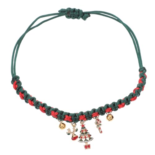 HANABASS Verstellbares Katzenhalsband mit Glocke und Schleife aus Weichem Festliches Weihnachtsdesign Rot Grün Komfortabel und Katzenfreundlich Passend für Katzen Unterschiedlicher von HANABASS