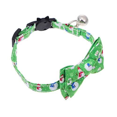 HANABASS Verstellbares Katzenhalsband mit Niedlicher Grüner Schleife und Glocke Komfortables Weihnachtliches Haustier Zubehör für Kätzchen Unterschiedlicher Modisches Katzenkragen Design von HANABASS
