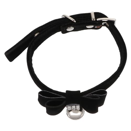 HANABASS Verstellbares Samt Hundehalsband mit Schleife und Glitzersteinen Komfortables Welpen und Katzenhalsband mit Glocke Geeignet für Kleine Haustiere und Festliche Anlässe von HANABASS