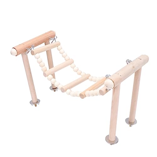 HANABASS Vogelspielplatz mit Holzständer und Kletterleiter Papagei Schaukelspielzeug für Kleine und Mittlere Vögel Fördert Bewegung Balance und Unterhaltung im Käfig von HANABASS