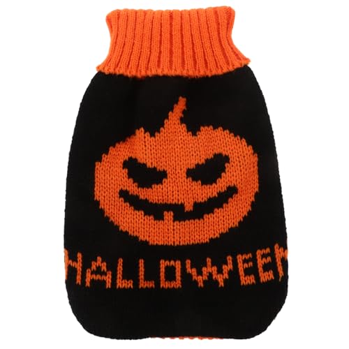 HANABASS Warmer Halloween Hundepullover für Kleine Hunde Weicher Strapazierfähiger Strickpullover mit Kürbisdesign für Kalte Wintertage und Niedliche Haustierkleidung von HANABASS