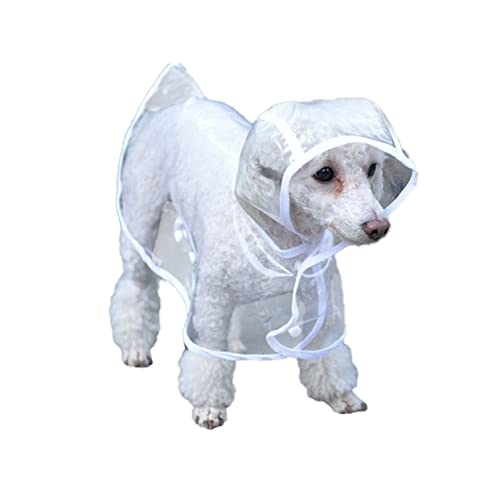HANABASS Regenmantel Für Hunde Aus Wasserdichtem Eva Poncho Mit Kapuze Für Kleine Welpen Transparentes Design Farbe Weiß Schützt Vor Regen von HANABASS