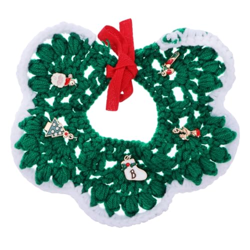 HANABASS Weihnachtlicher Handgefertigter Verstellbarer Haustier Halskragen mit Weichem Strickmuster für Katzen und Hunde Komfortabel für Festtagsfeiern und Alltag Geeignet von HANABASS