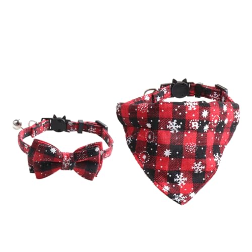 HANABASS Weihnachtliches Haustierhalsband Set mit Roter Schleife und Glöckchen Dekoratives Verstellbares Hundehalsband für Kleine Hunde und Katzen Festliches Accessoire für Weihnachtsfeiern von HANABASS