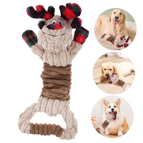 HANABASS Weihnachtliches Rentier Plüschspielzeug für Kleine Hunde Langlebiges Quietschspielzeug zum Beißen Zahnreinigend Interaktives Kauspielzeug für Haustiere Sicher und Robust HANABASS Weihnachtliches Rentier Plüschspielzeug für Kleine Hunde Langlebiges Quietschspielzeug zum Beißen Zahnreinigend Interaktives Kauspielzeug für Haustiere Sicher und Robust von HANABASS