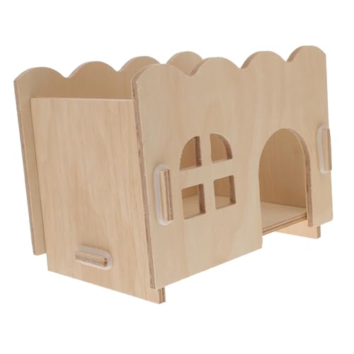 HANABASS Weißes Verschleißfestes Hamsterhaus aus Natürlichem Holz Multifunktionales Versteck und Spielplatz für Kleine Haustiere Handgefertigt Langlebig Gesundheitsfördernd von HANABASS