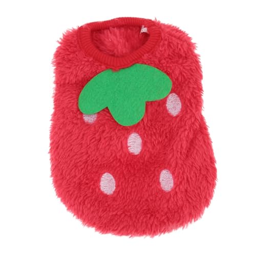 HANABASS Winter Fleece Hasen Hoodie für Kleine Hunde und Meerschweinchen Süße Erdbeer Design Weste Atmungsaktive Haustierbekleidung von HANABASS