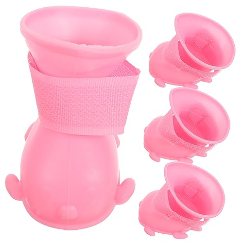 HANABASS wasserdichte Hundestiefel aus TPR Verstellbare rutschfeste Pfotenschuhe für Kleine Hunde Schützende Regen und Schneeschuhe Leise Outdoor Booties für und Wanderungen von HANABASS