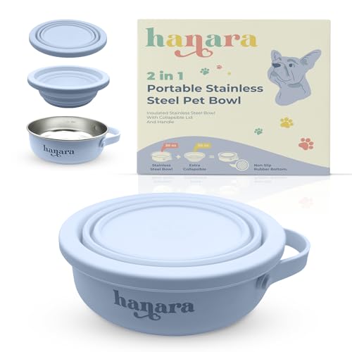 HANARA 2-in-1 Isolierter Hundenapf mit faltbarem Deckel & Griff - Edelstahl, rutschfeste Gummiunterseite - Tragbarer Wasser- & Futternapf für Hunde & Katzen - 850.5 g + 567.0 g - Indoor & Outdoor HANARA 2-in-1 Isolierter Hundenapf mit faltbarem Deckel & Griff - Edelstahl, rutschfeste Gummiunterseite - Tragbarer Wasser- & Futternapf für Hunde & Katzen - 850.5 g + 567.0 g - Indoor & Outdoor von HANARA