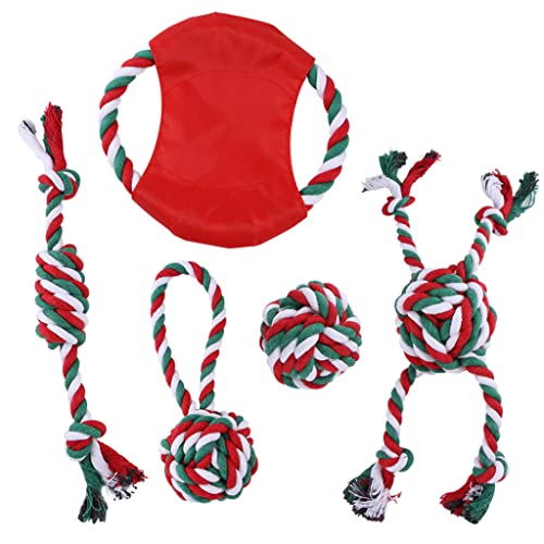 HANBOLI Hundekauspielzeug, 1 Set Weihnachtsthema Hundekauspielzeug Seilkörper Interaktiv für Welpenrassen, die Bore reduzieren Hundekauspielzeug für Welpen zu Hause Geschenk A von HANBOLI