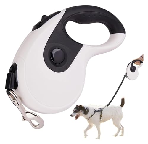 Ausziehbare Hundeleine, Einziehbar, 5 Meter, Flexible Leine for Training Und Spazierengehen, for Kleine, Mittelgroße Und Große Hunde (Color : Blanc, Size : 5m) von HANFEN