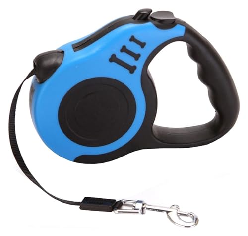 Ausziehbare Hundeleine, Für Hunde Und Katzen, Mit Zuggurt, Verbessertes Verschlusssystem, Rutschfester Griff, Kein Verheddern, Ausziehbare Laufleine Für Haustiere (Color : Blue, Size : 3m) von HANFEN