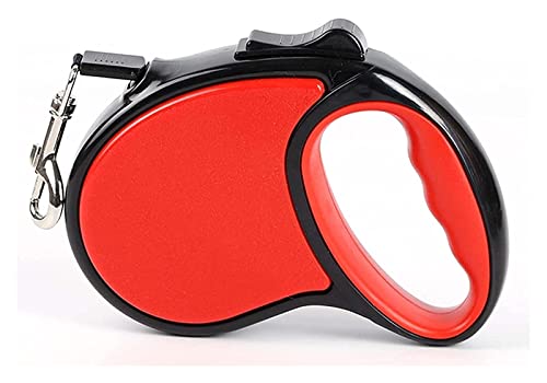 Einziehbare Hundeleine, 10Ft/16Ft Hundeleine Mit Rutschfestem Griff, Starkes Nylonband, 360° Verhedderungsfrei, Einhand-EIN-Knopf (Color : Rouge, Size : 5m) von HANFEN