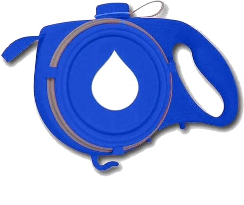 Hundeleine Mit Faltbarem Napf Und Kotbeutelspender, Integrierter Wasserflasche, Robuste Leine for Kleine Und Mittelgroße Hunde Bis 25 Kg, 1,2 M Robustes Nylonband (Color : Blue) von HANFEN