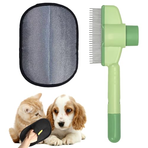 HANGGON Selbstreinigender Flohkamm für Katzen, Double-Sided Pet Grooming Gloves, Katzenkamm, Selbstreinigende Katzenbürste Flohkamm Katze Hund, Hundekamm, Pflegeeinrichtung für Haustiere von HANGGON
