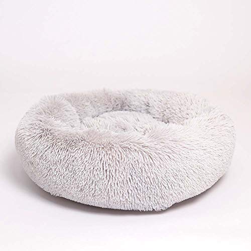 Großes waschbares rundes Hundebett, Donut-Design, Plüsch, beruhigendes Bett, Schlafen, warm, beruhigend, gemütlich, für mittelgroße Hunde, rutschfest von HANHAN