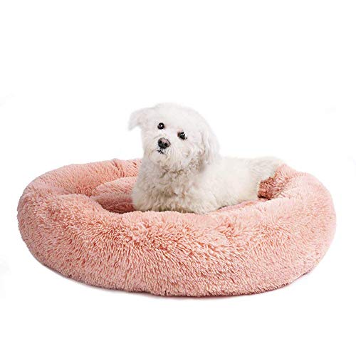 Hanhan Haustierbett für Hunde und Katzen, rund, Donut-Kissen, kuschelig, warm, weich, bequem von HANHAN