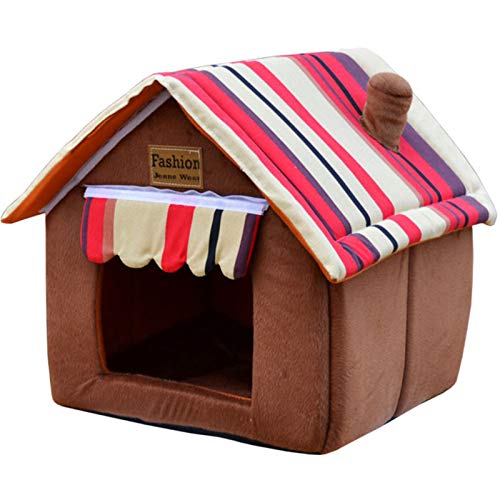 Hundebett mit Dach, orthopädisches Weidenkissen, gemütlich, beruhigend, warm, waschbares Schlafzelt von HANHAN