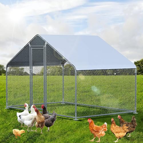 Hühnerstall Freilaufgehege 3x2x2M, Hühnergehege Freilauf Groß mit Sonnenschutzdach und Tür, Hühnergehege für Hühner, Kleintiere und Pflanzen (3x2x2m) von HANHAOWELL