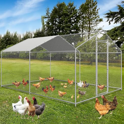 Hühnerstall Freilaufgehege 3x4x2M, Hühnergehege Freilauf Groß mit Sonnenschutzdach und Tür, Hühnergehege für Hühner, Kleintiere und Pflanzen (3x4x2m) von HANHAOWELL