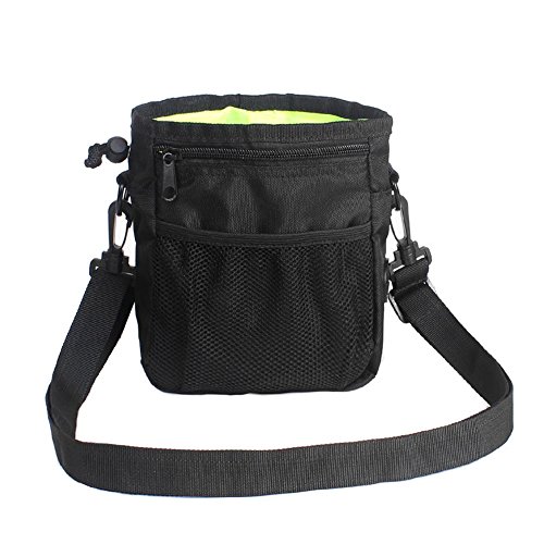HANWELL Futterbeutel für Hunde Leckerlies, Hundeleckerlitasche mit Poop Spender-Verstellbarer Taillen/Schulterriemen, Mehrfachtaschen für Tragende Hunde Kibble und Spielzeug - Wasserdichtes, Schwarz von HANWELL