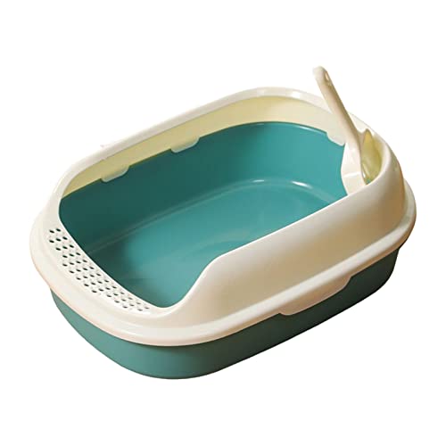Katzentoilette, Oben offen, Haustiertoilette, tragbar, hochseitig, halbgeschlossen, Katzensandkasten, spritzwassergeschützt, Kätzchen-Toilette, leicht zu reinigen, kein Geruch, Orange(Green) von HAODUOO