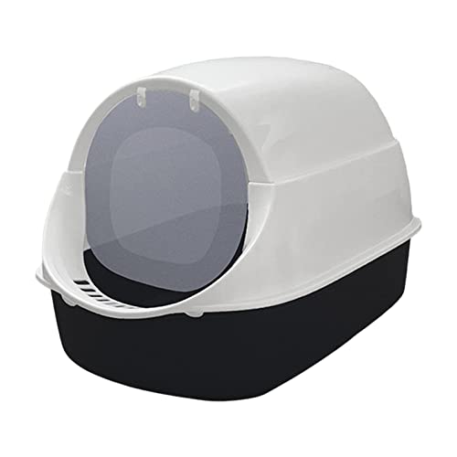 Katzentoilette mit Kapuze/Katzentoilette for den Innenbereich, robust, spritzwassergeschützt, mit Oben offener Tür, abnehmbare, geschlossene Katzentoilette/Kätzchentoilette, Grau(Black) von HAODUOO