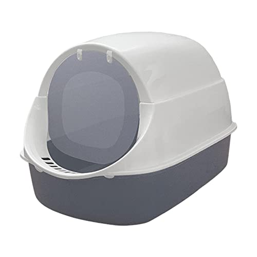 Katzentoilette mit Kapuze/Katzentoilette for den Innenbereich, robust, spritzwassergeschützt, mit Oben offener Tür, abnehmbare, geschlossene Katzentoilette/Kätzchentoilette, Grau(Gray) von HAODUOO