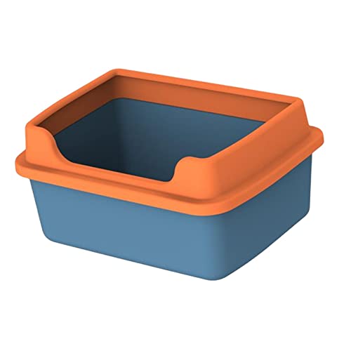 Katzentoiletten for Hauskatzen, hohe Seiten, mit Sprüh- und Streuschutz, abnehmbar, mit Rand, hohe, Oben offene Katzentoilette for Katzentoilette, blau(Blue) von HAODUOO