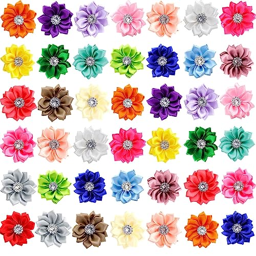 HAOSHICS Kleine Hunde-Haarschleifen mit elastischen Gummibändern, handgefertigt, bunt, für kleine und mittelgroße Welpen, Hunde, Katzen, Kätzchen, Zubehör, 50 Stück (B) von HAOSHICS