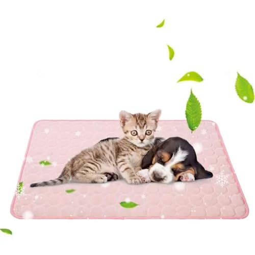 HAOSHICS Kühlmatte für Hunde, Welpen, Katzen, Eisseide, selbstkühlende Matte für Haustierbetten, Zwinger, Sofas, Autositze, Böden (Größe XL: 101,6 x 70,1 cm, Rosa) von HAOSHICS